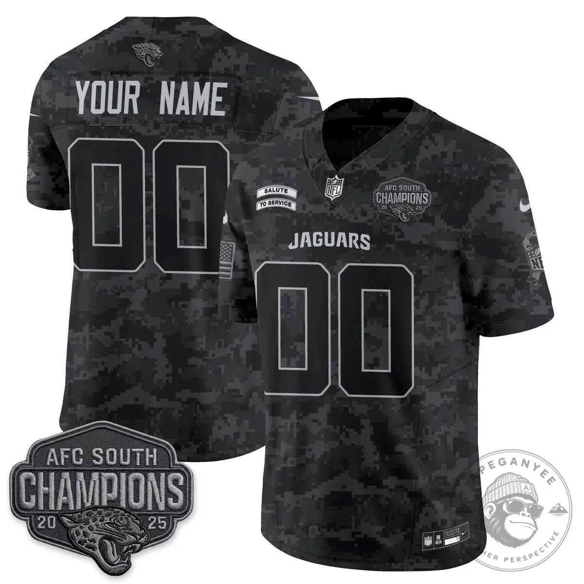 2025 AFC South Champions Football Jersey - Salute To Service for Jacksonville Jaguars 10 2025 AFC South Champions Football Jersey - Salute To Service for Jacksonville Jaguars