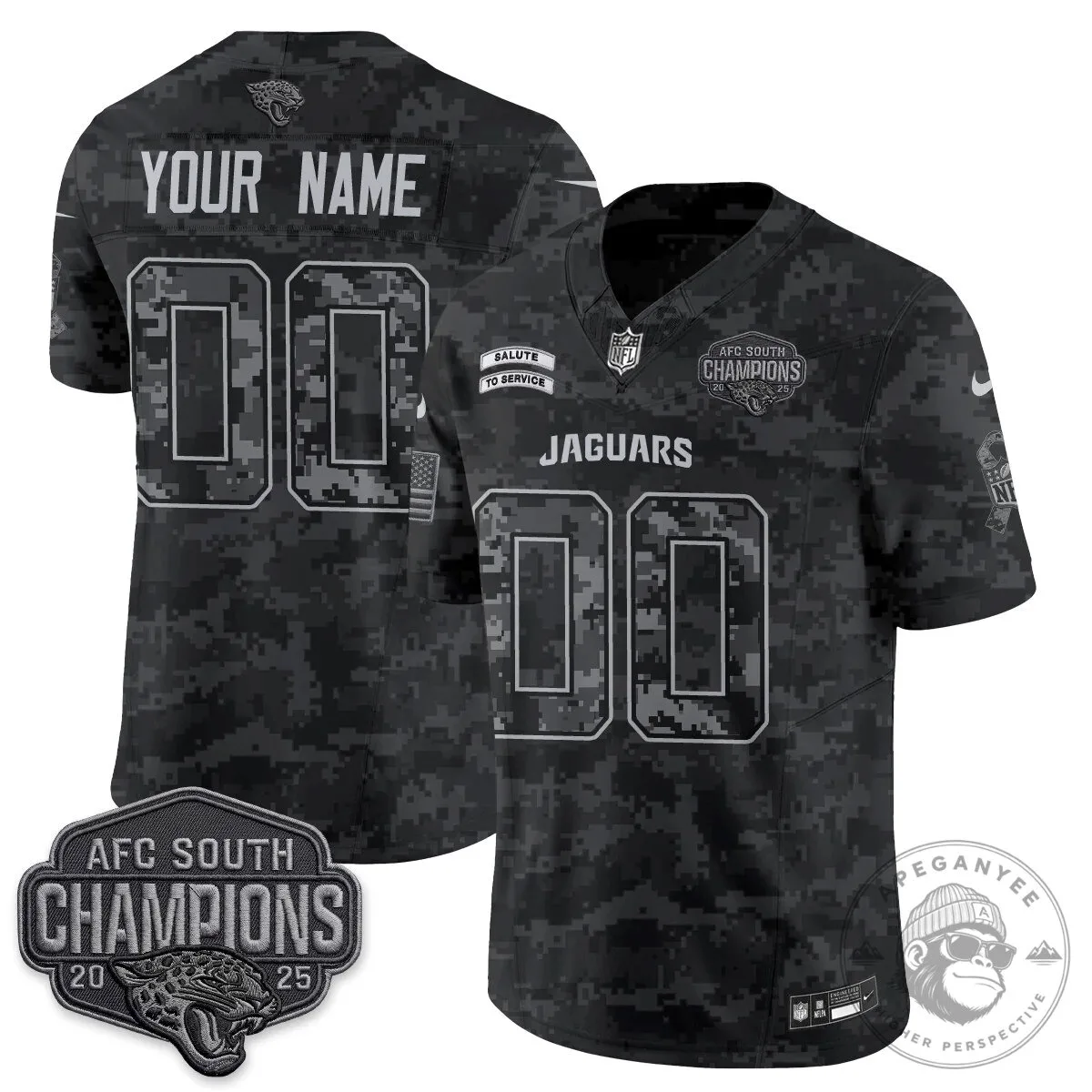 2025 AFC South Champions Football Jersey - Salute To Service for Jacksonville Jaguars 11 2025 AFC South Champions Football Jersey - Salute To Service for Jacksonville Jaguars