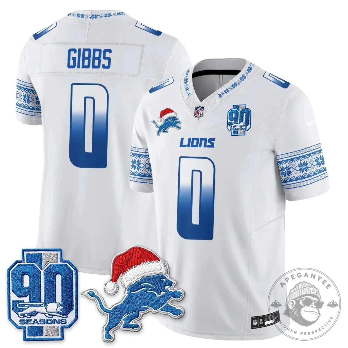 Detroit Lions Jahmyr Gibbs Christmas Edition Football Jersey