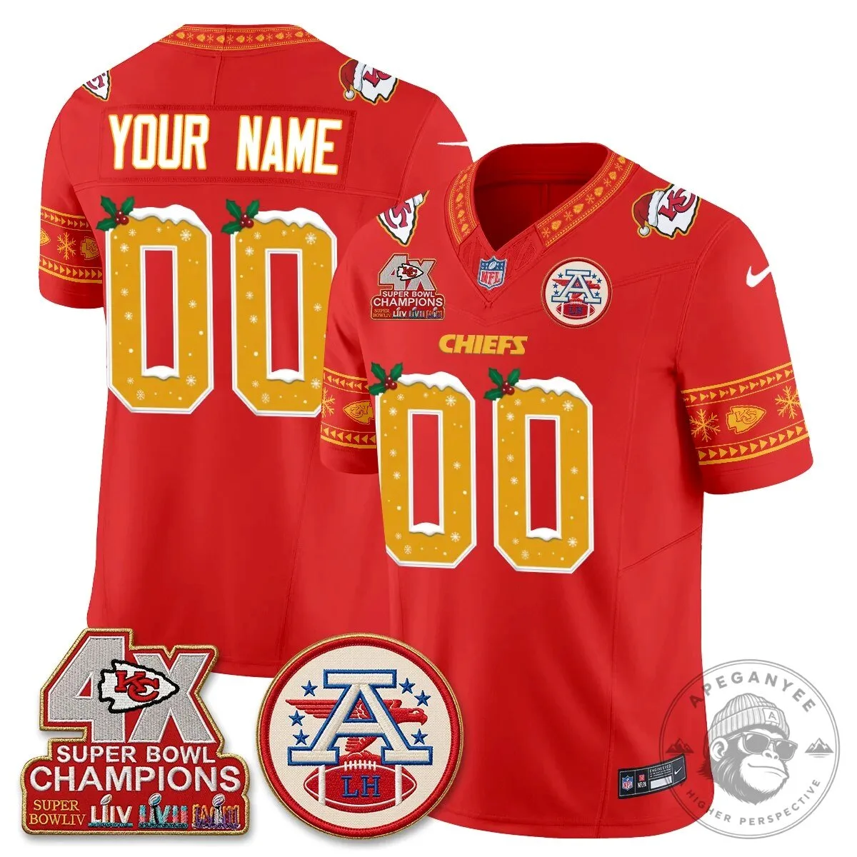 Kansas City Chiefs Christmas Edition Super Bowl Champions Football Jersey