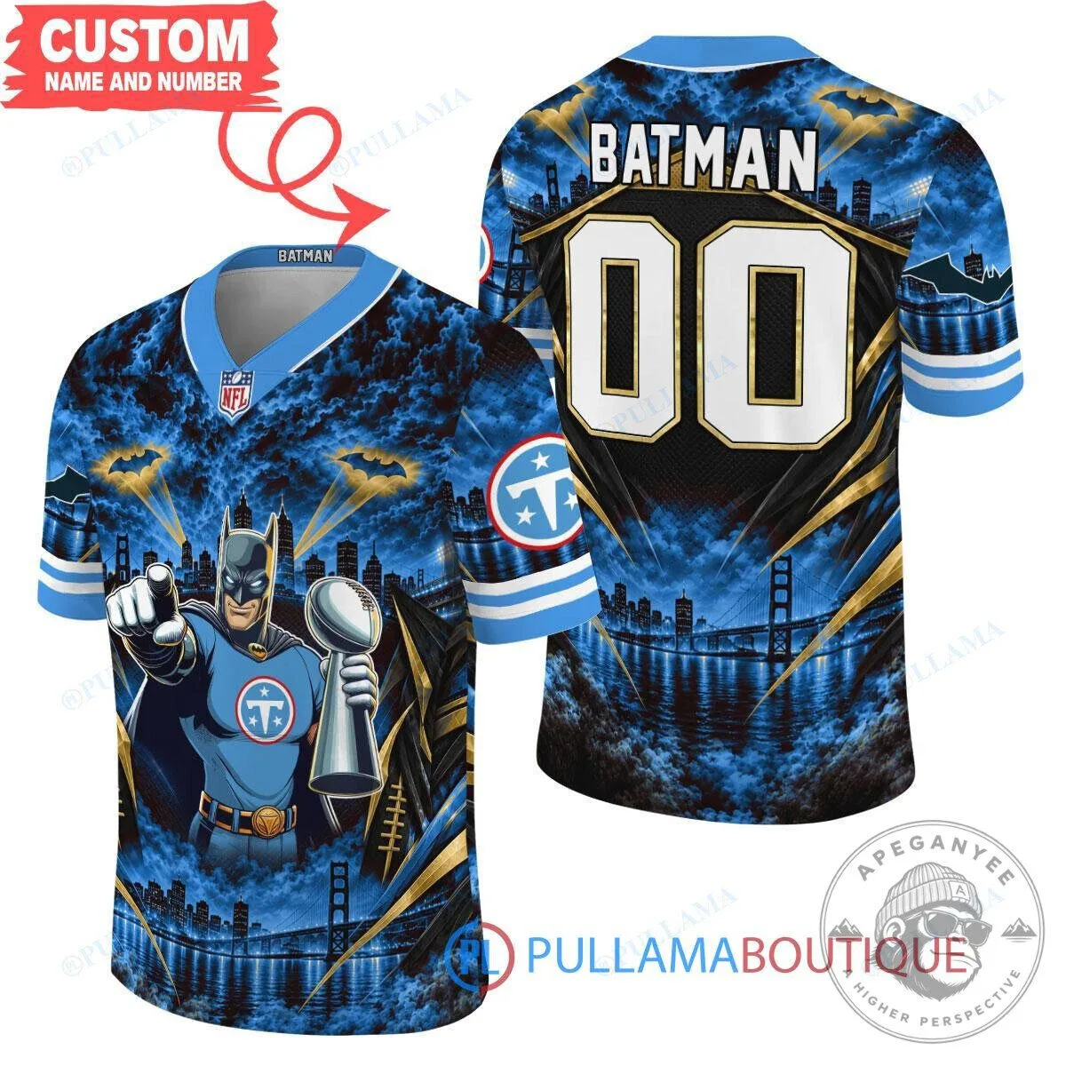 Batman Tennessee Titans Super Bowl Trophy Football Jersey