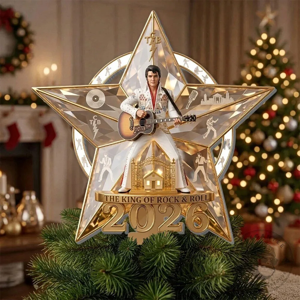 Christmas Tree Topper Ornament featuring Elvis Presley, The King of Rock and Roll