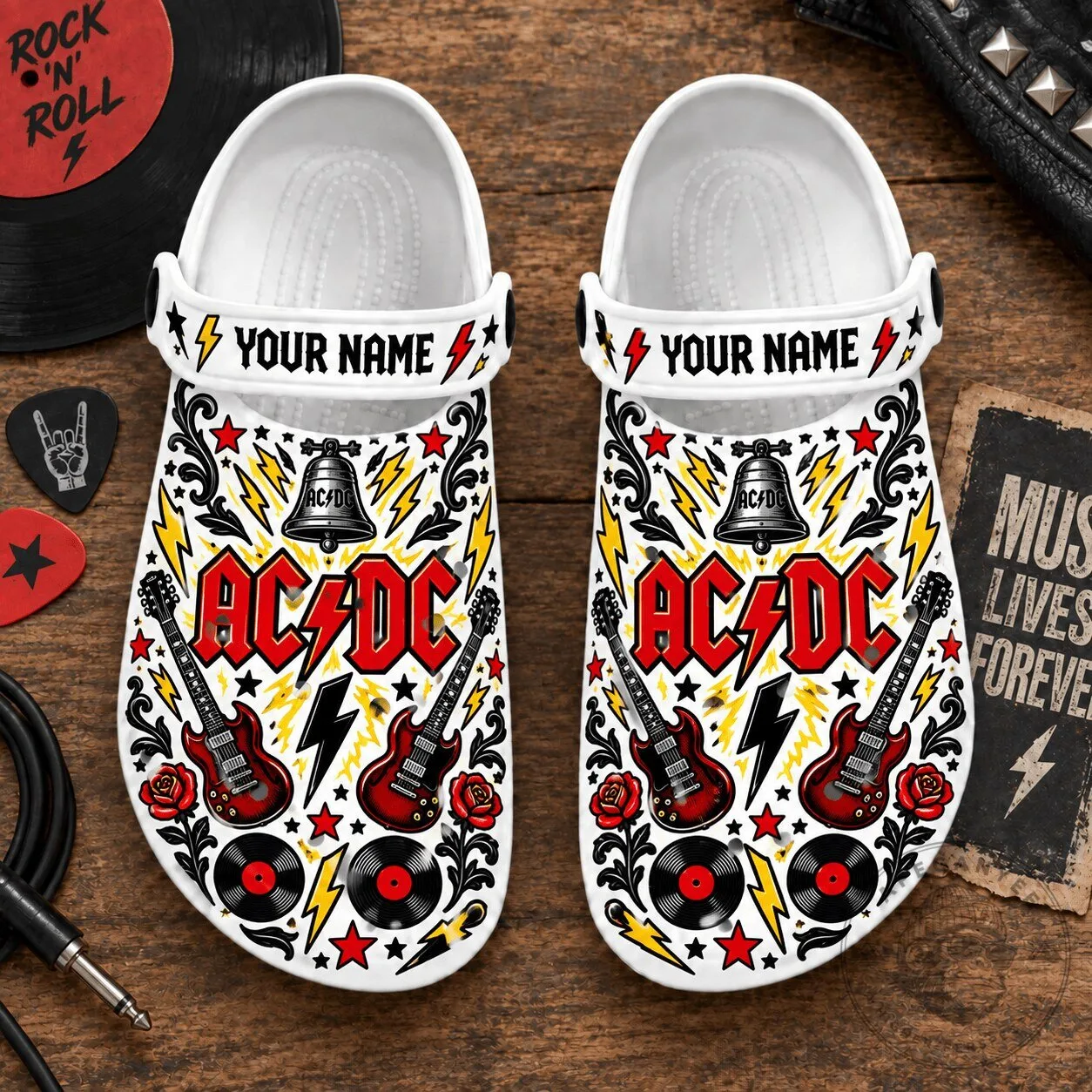 AC/DC Rock and Roll Band Personalized Clogs