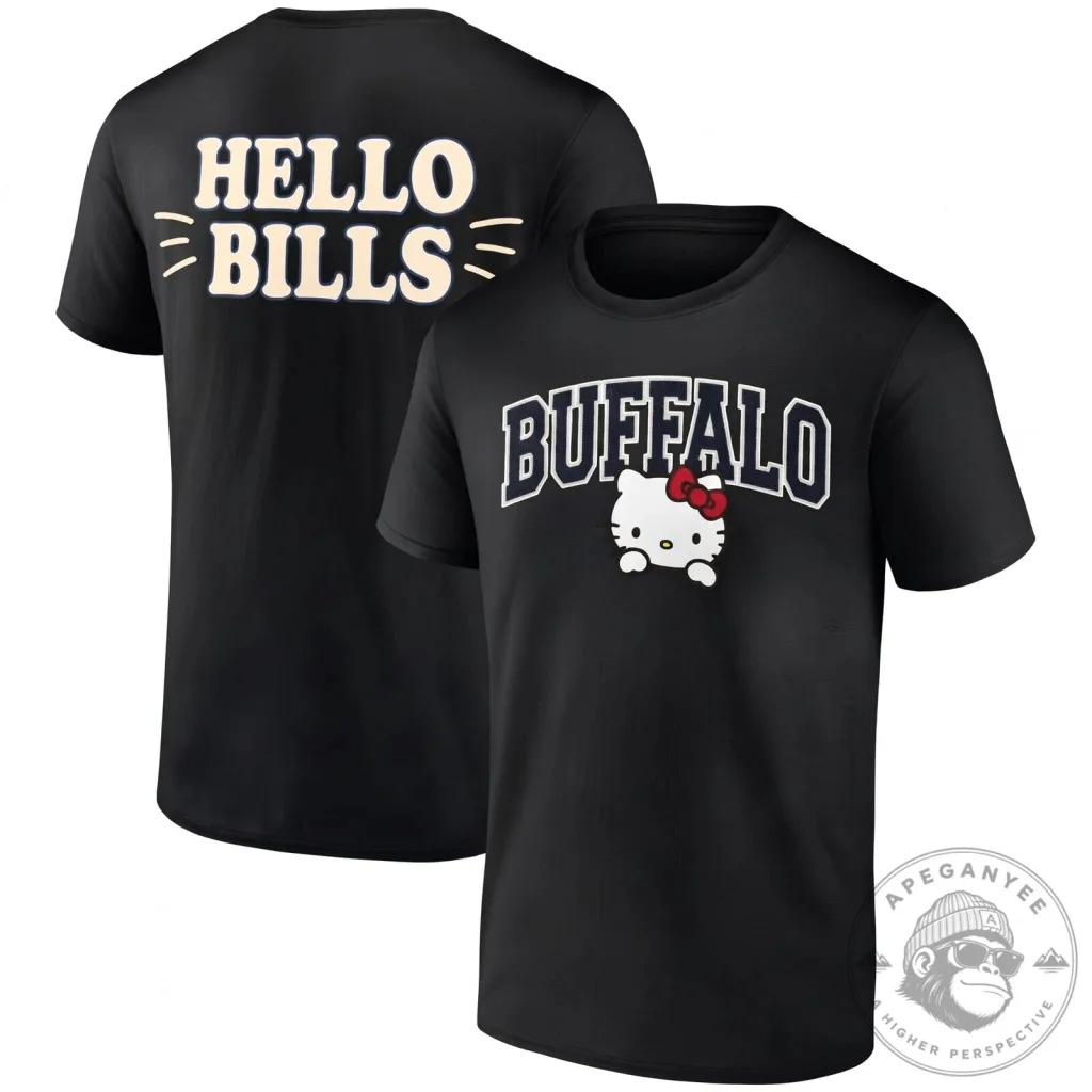 Buffalo Bills Hello Kitty Football Team Black Graphic T-Shirt