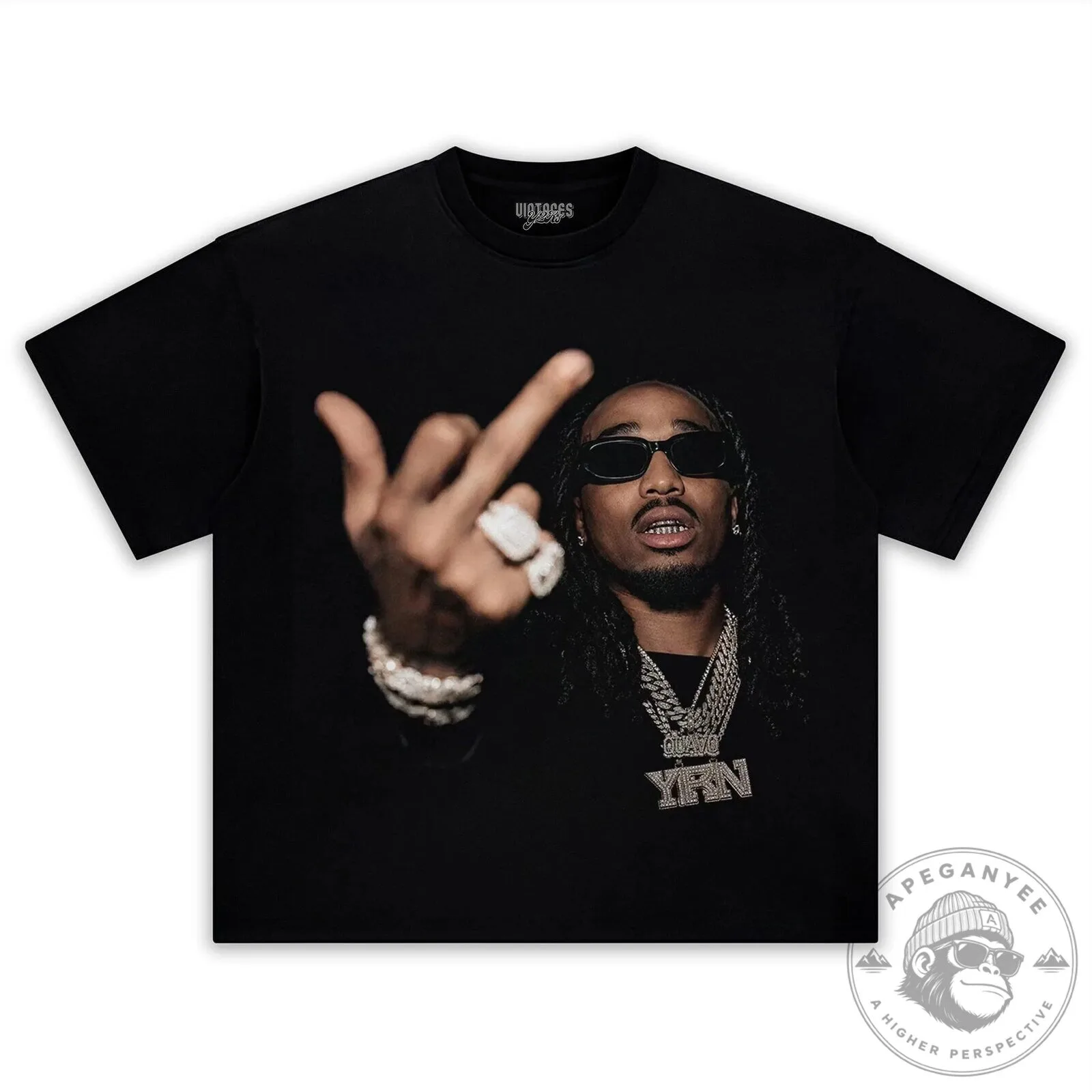 Quavo Rapper Hip Hop Music Fan Black Adult T-Shirt