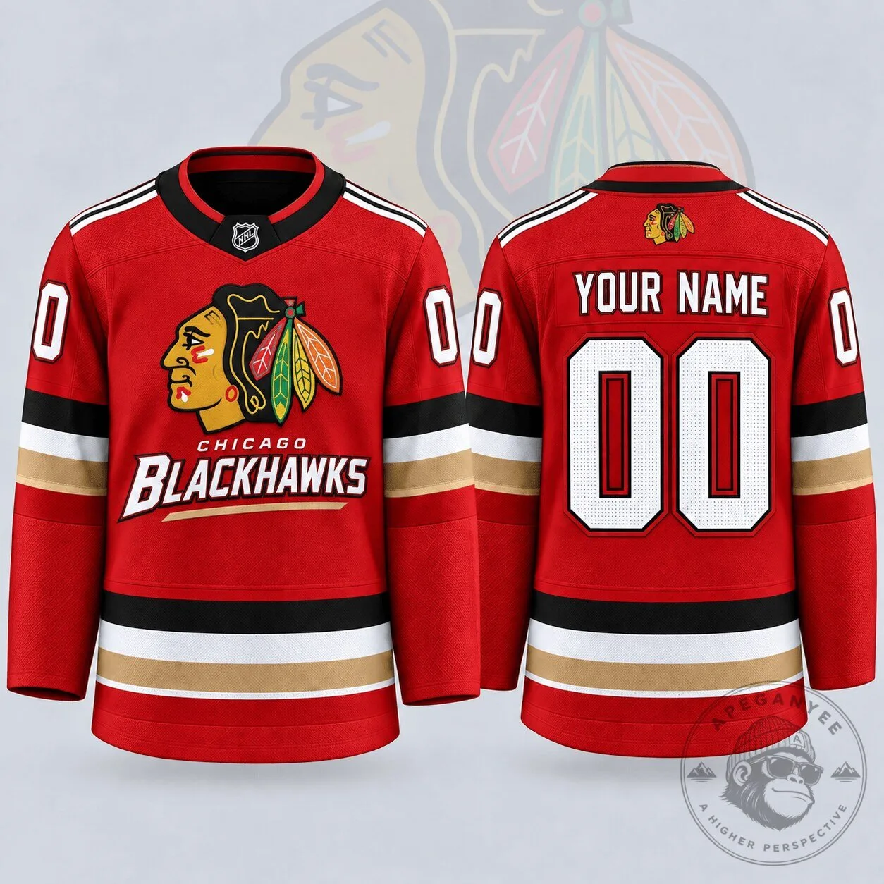 Chicago Blackhawks Personalized Red Black and White Hockey Jersey