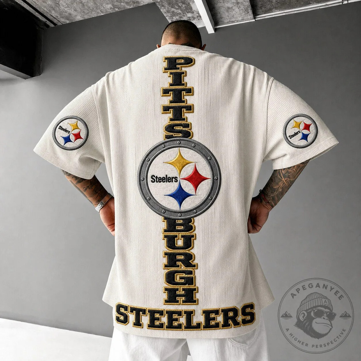 Pittsburgh Football Steelers Embroidered Oversized T-Shirt