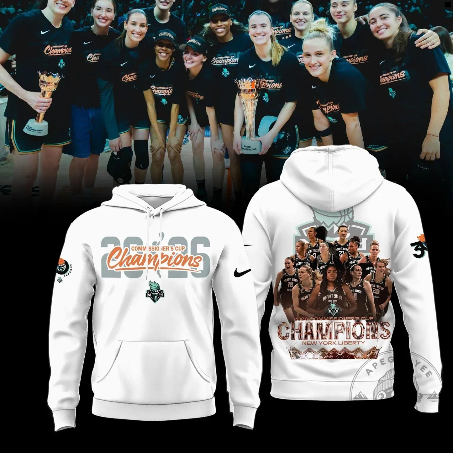 New York Liberty 2026 Commissioner's Cup Champions Basketball Hoodie