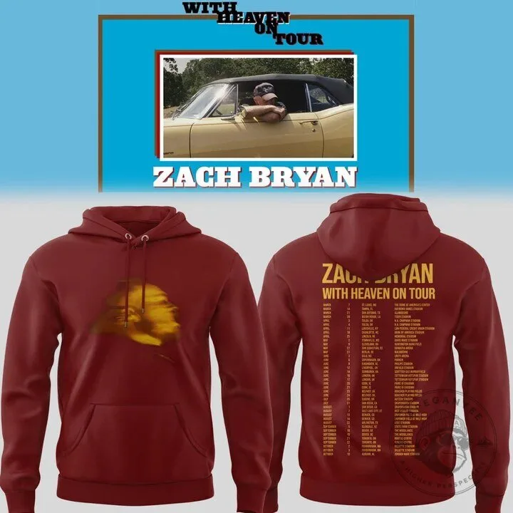 2026 Concert Hoodie for Zach Bryan With Heaven On Tour