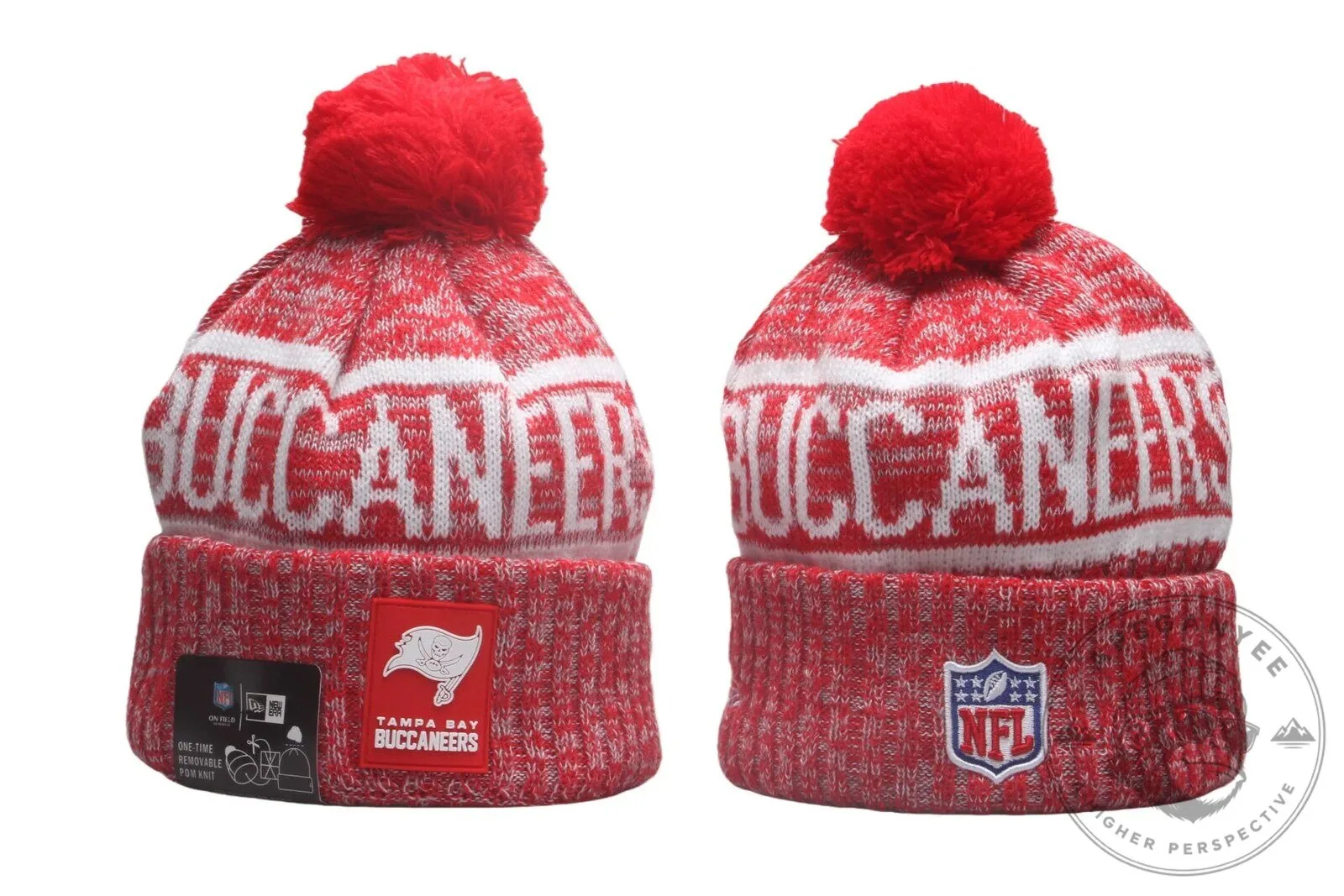 Red Knit Beanie Hat with Pom for Tampa Bay Buccaneers Fans