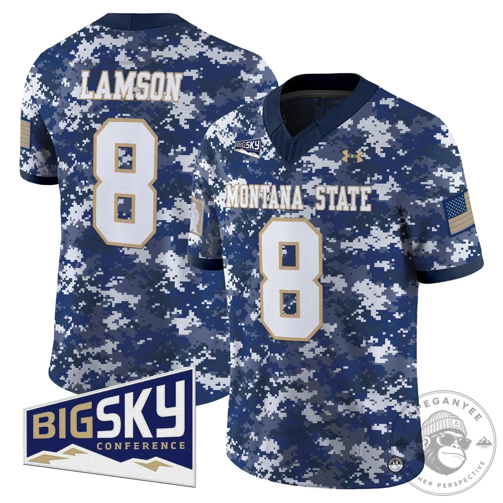 Montana State Bobcats Number 8 Lamson Big Sky Conference Football Jersey