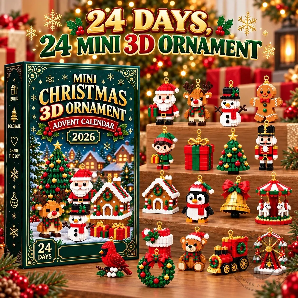 Mini Christmas 3D Ornament Advent Calendar 2026 Holiday Countdown Box 10 Mini Christmas 3D Ornament Advent Calendar 2026 Holiday Countdown Box