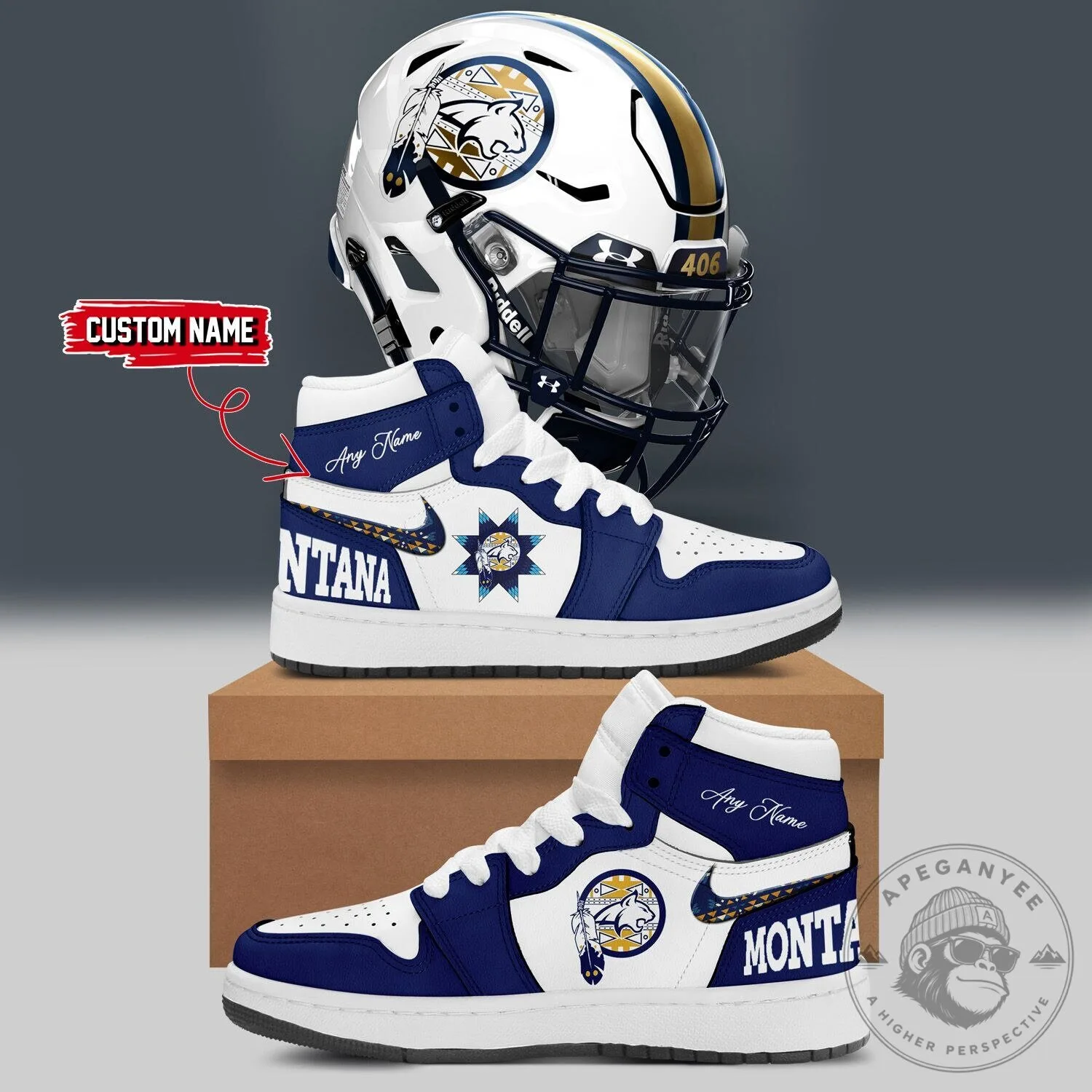 Montana State Football Custom Name Native American Heritage Month Sneakers