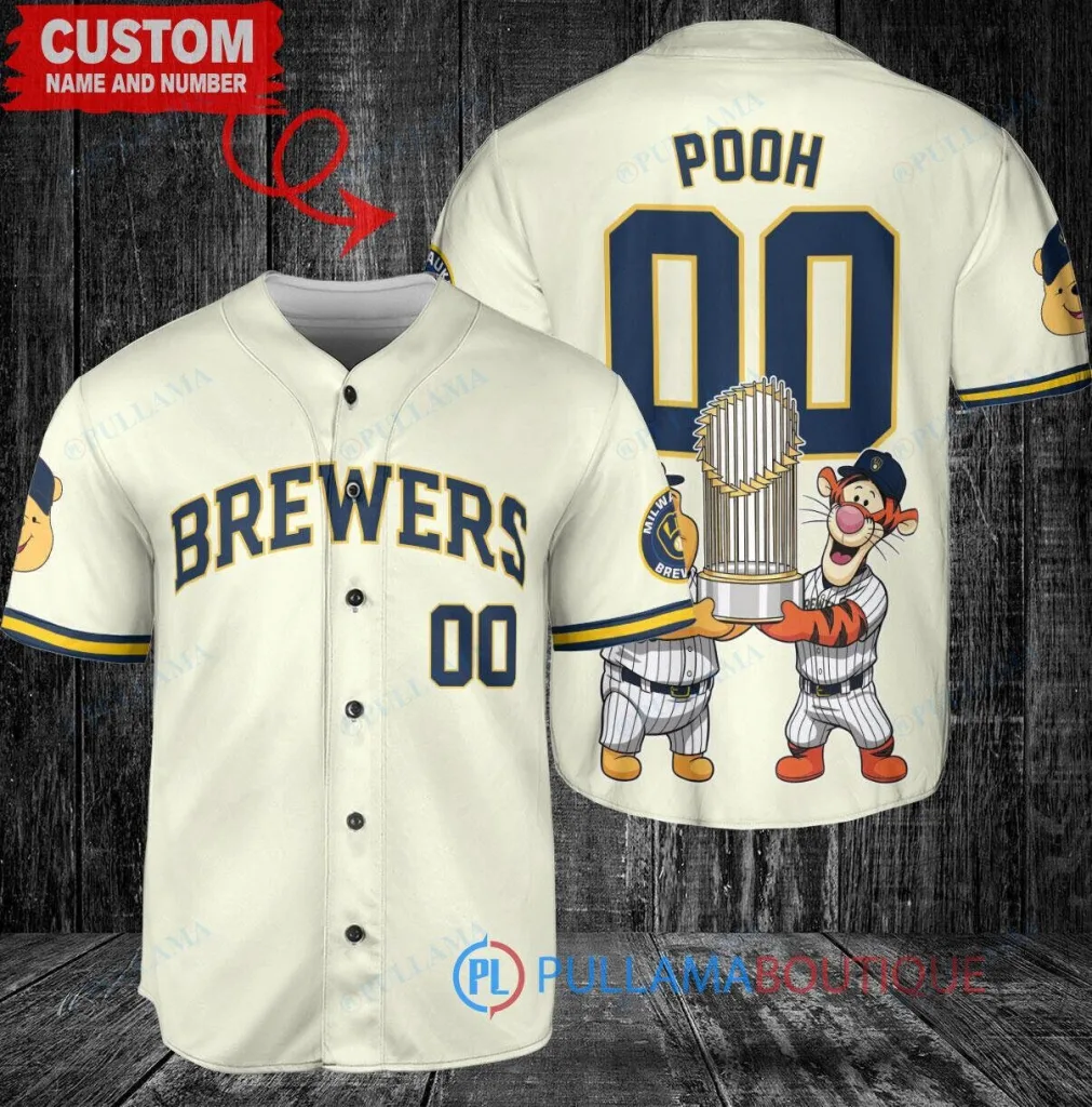 Milwaukee Brewers Baseball Winnie the Pooh Tigger World Series Champions Baseball Jersey