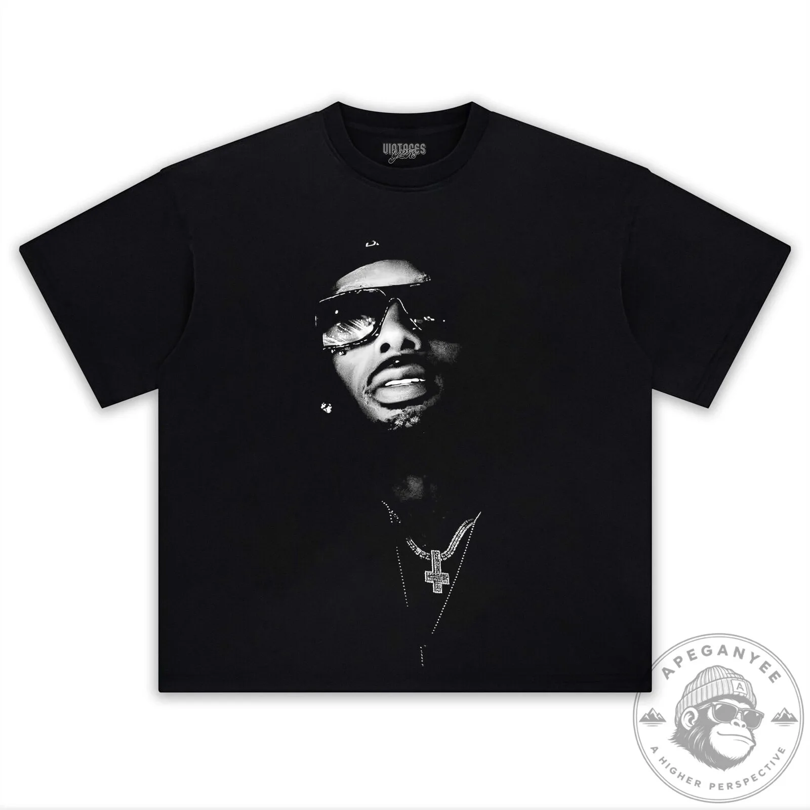 Graphic Tee Featuring a Portrait of Rapper Playboi Carti in Black