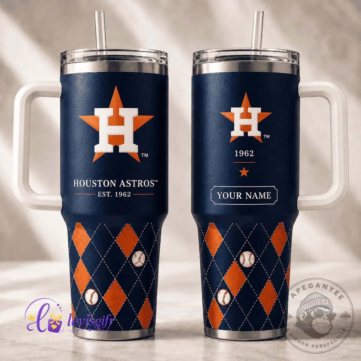 Houston Astros MLB Baseball Team Personalized Insulated Tumbler with Handle