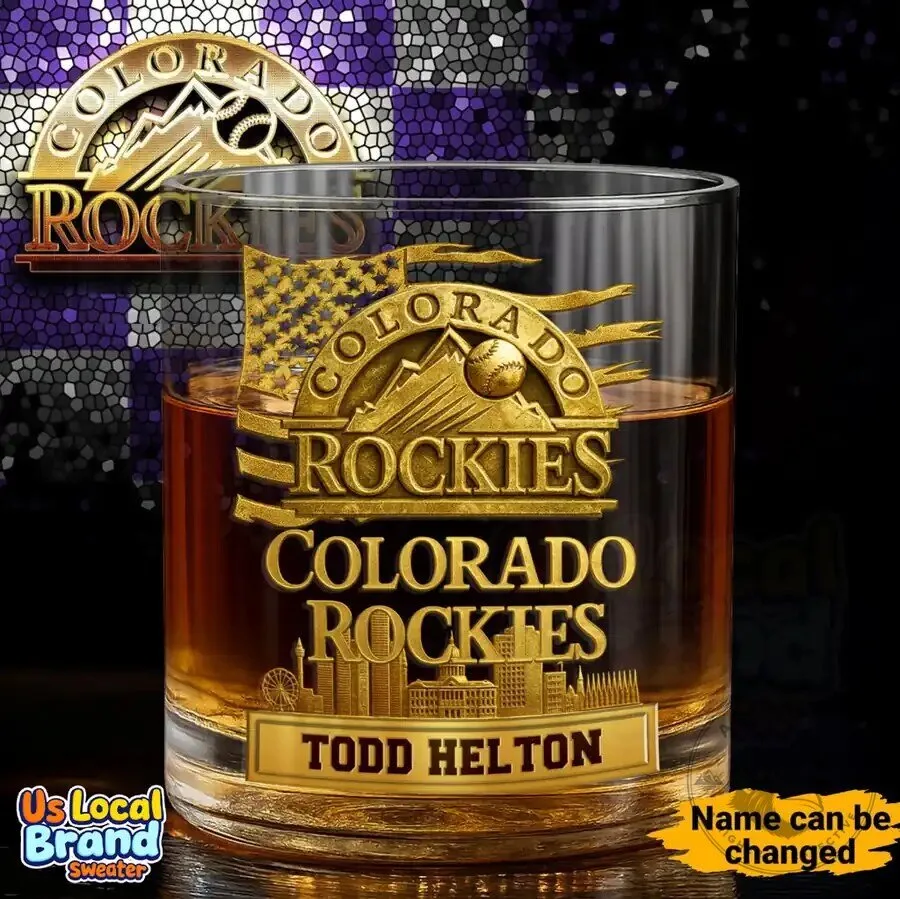 Colorado Rockies Baseball Team Personalized Whiskey Glass