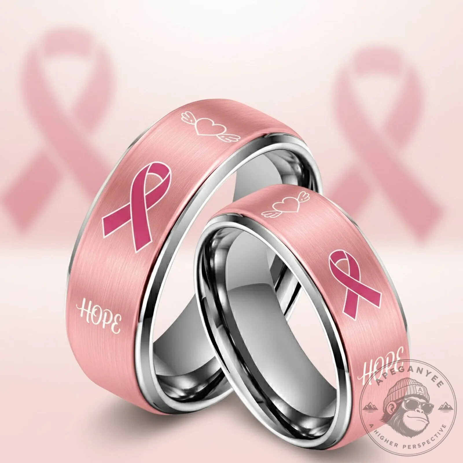 Pink Ribbon Hope Breast Cancer Awareness Ring