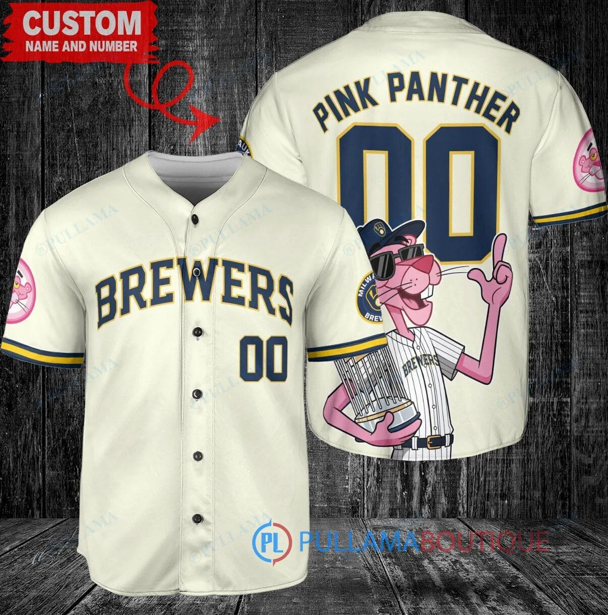 Milwaukee Brewers Baseball Pink Panther Custom Jersey