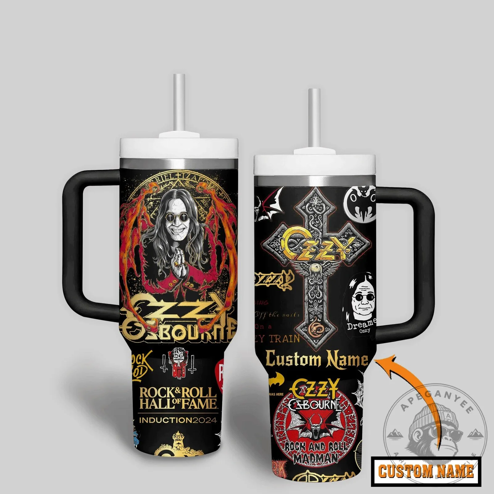 Ozzy Osbourne Rock and Roll Madman Insulated Stainless Steel Tumbler with Handle