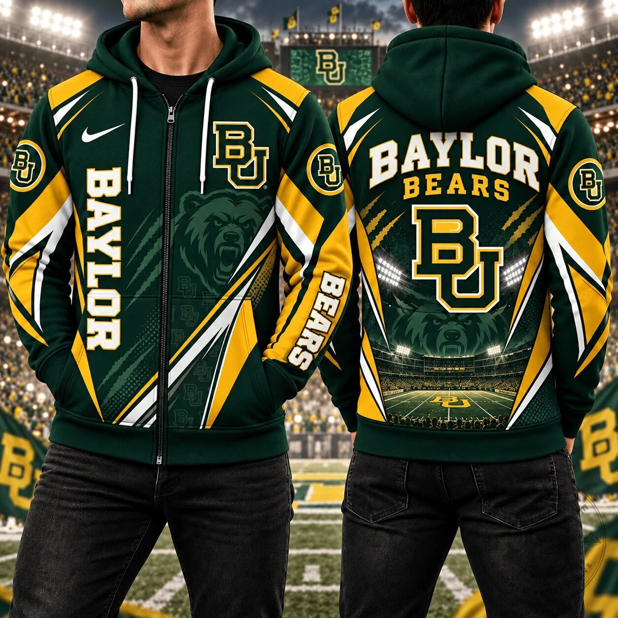 Baylor Bears Football Team Full-Zip Hoodie