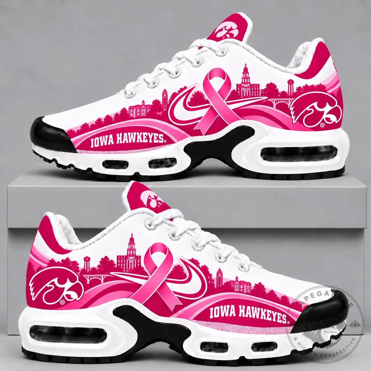 Iowa Hawkeyes Pink Ribbon Breast Cancer Awareness Sneakers