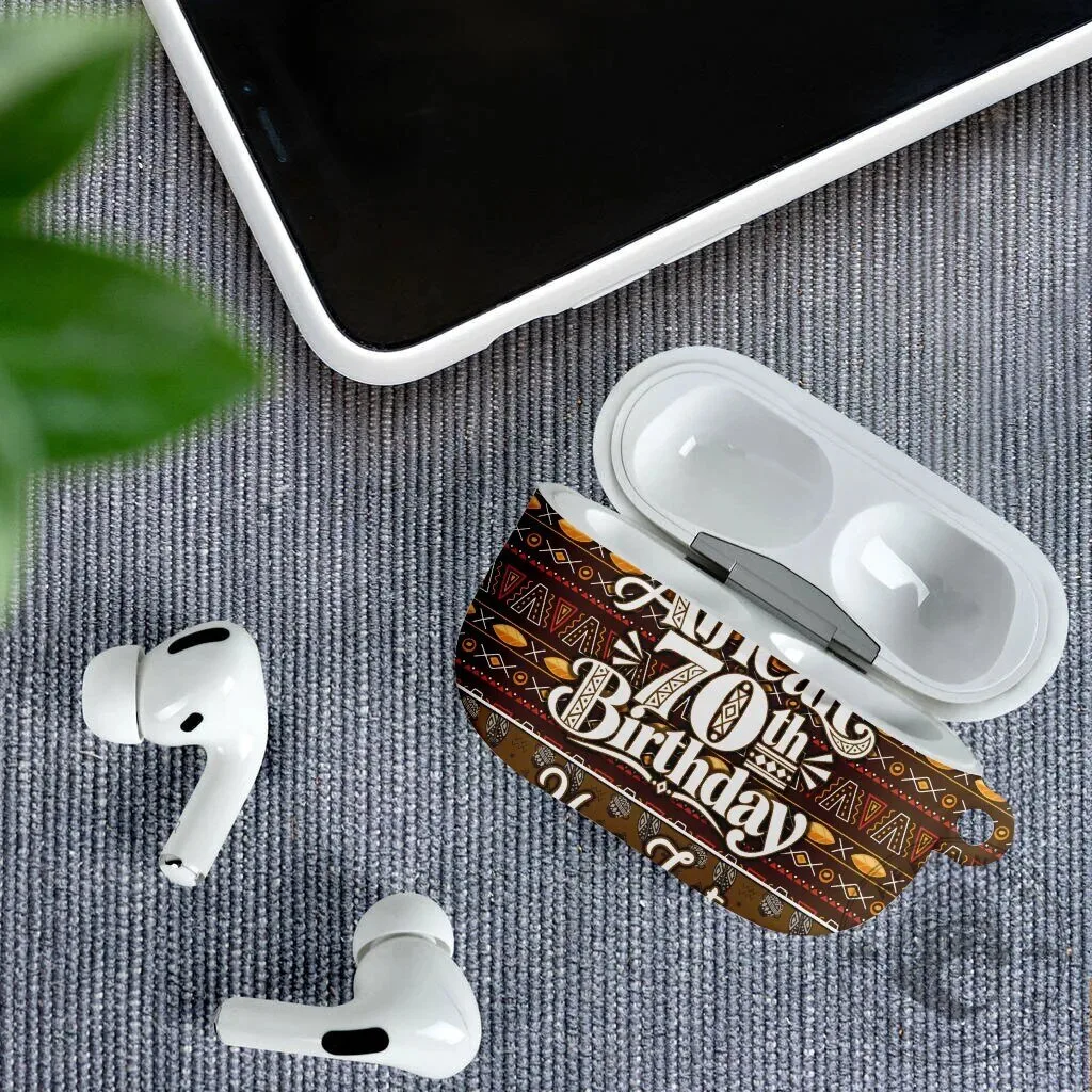 Personalized African 70th Birthday Tribal Pattern AirPods Case 13 Personalized African 70th Birthday Tribal Pattern AirPods Case