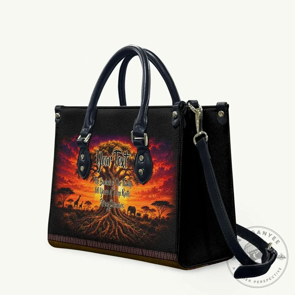Personalized Baobab Tree African Sunset Savanna Silhouette Tribal Heritage Art Handbag