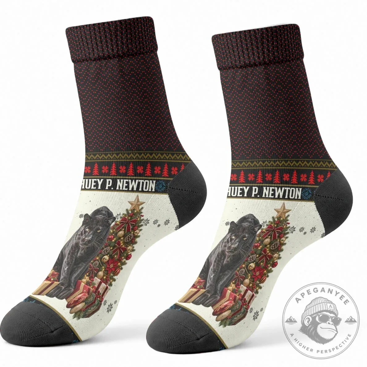 Huey P. Newton Black Panther Christmas Holiday Crew Socks 8 Huey P. Newton Black Panther Christmas Holiday Crew Socks