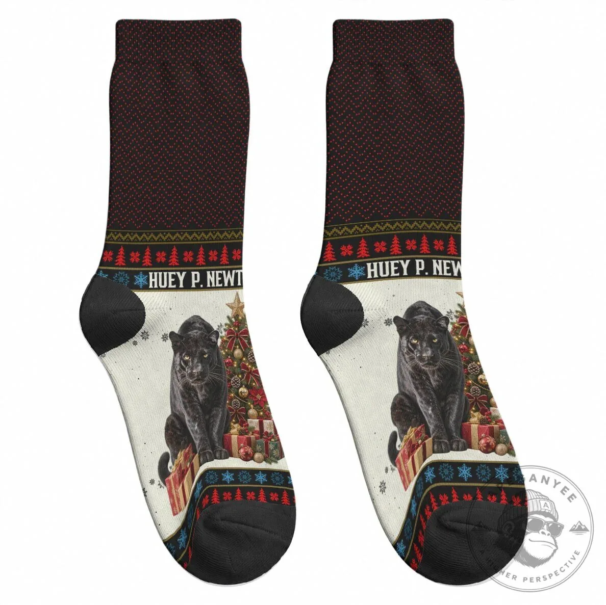 Huey P. Newton Black Panther Christmas Holiday Crew Socks 9 Huey P. Newton Black Panther Christmas Holiday Crew Socks