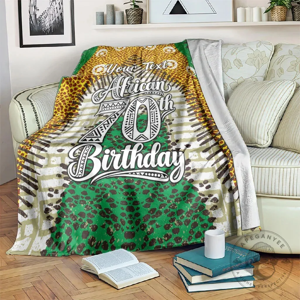 Personalized African 70th Birthday Blanket Tribal Animal Print Heritage Pattern