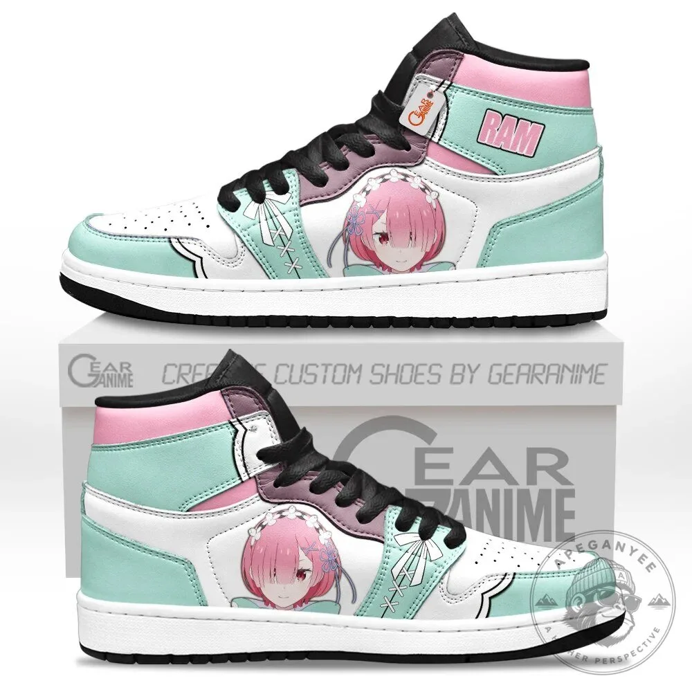 Ram Re Zero Anime Character High Top Sneakers for Women and Men