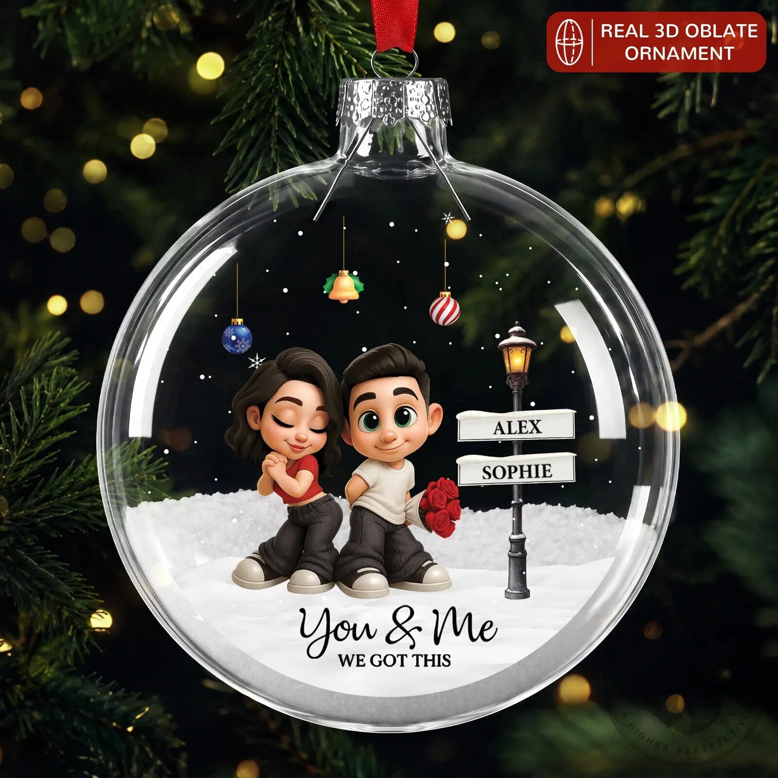 Personalized Couple Christmas Ornament You and Me We Got This Clear Glass Bauble