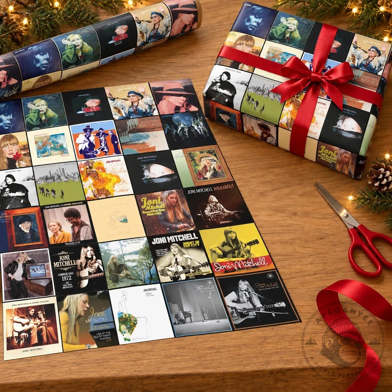 Joni Mitchell Album Covers Collage Wrapping Paper Roll for Music Fans