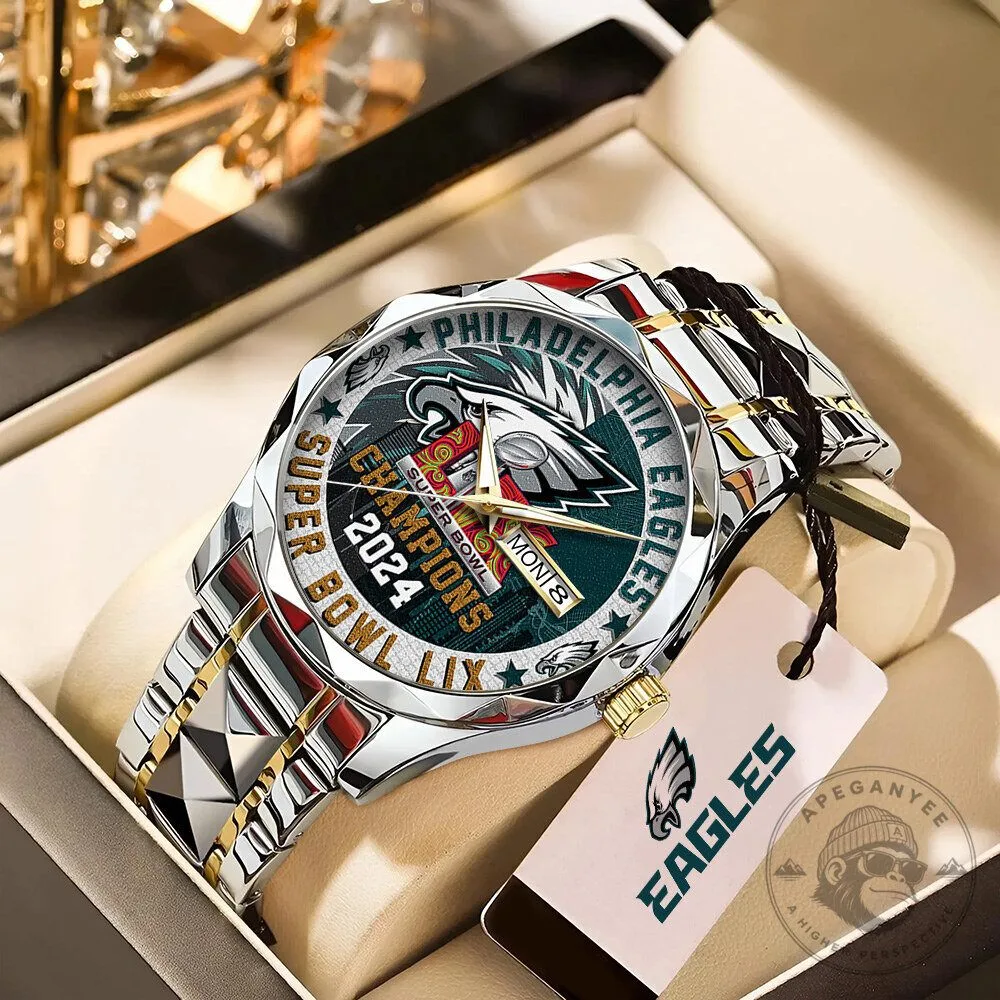 Philadelphia Eagles Super Bowl Champions 2024 Commemorative Stainless Steel Watch