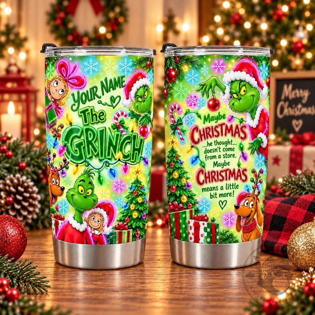 Personalized The Grinch Christmas Magic Quote Stainless Steel Tumbler