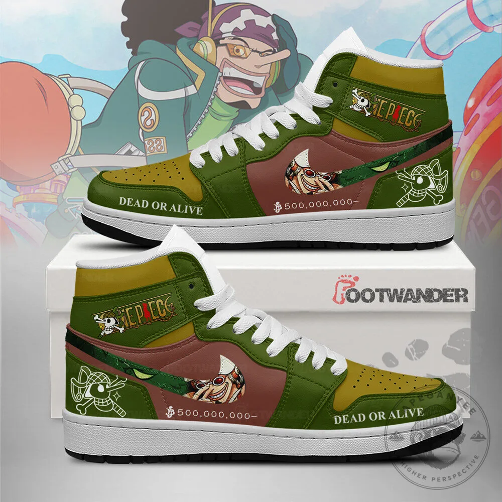 One Piece Usopp Wanted Poster Dead or Alive Anime Fan Art Shoes