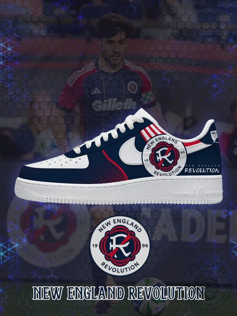 New England Revolution Major League Soccer Team Logo Athletic Shoes
