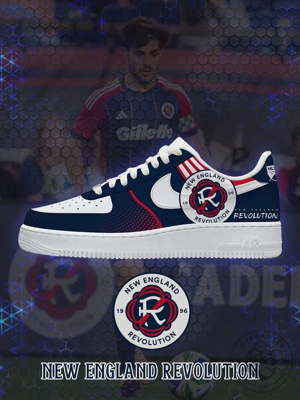 New England Revolution Major League Soccer Team Logo Athletic Shoes