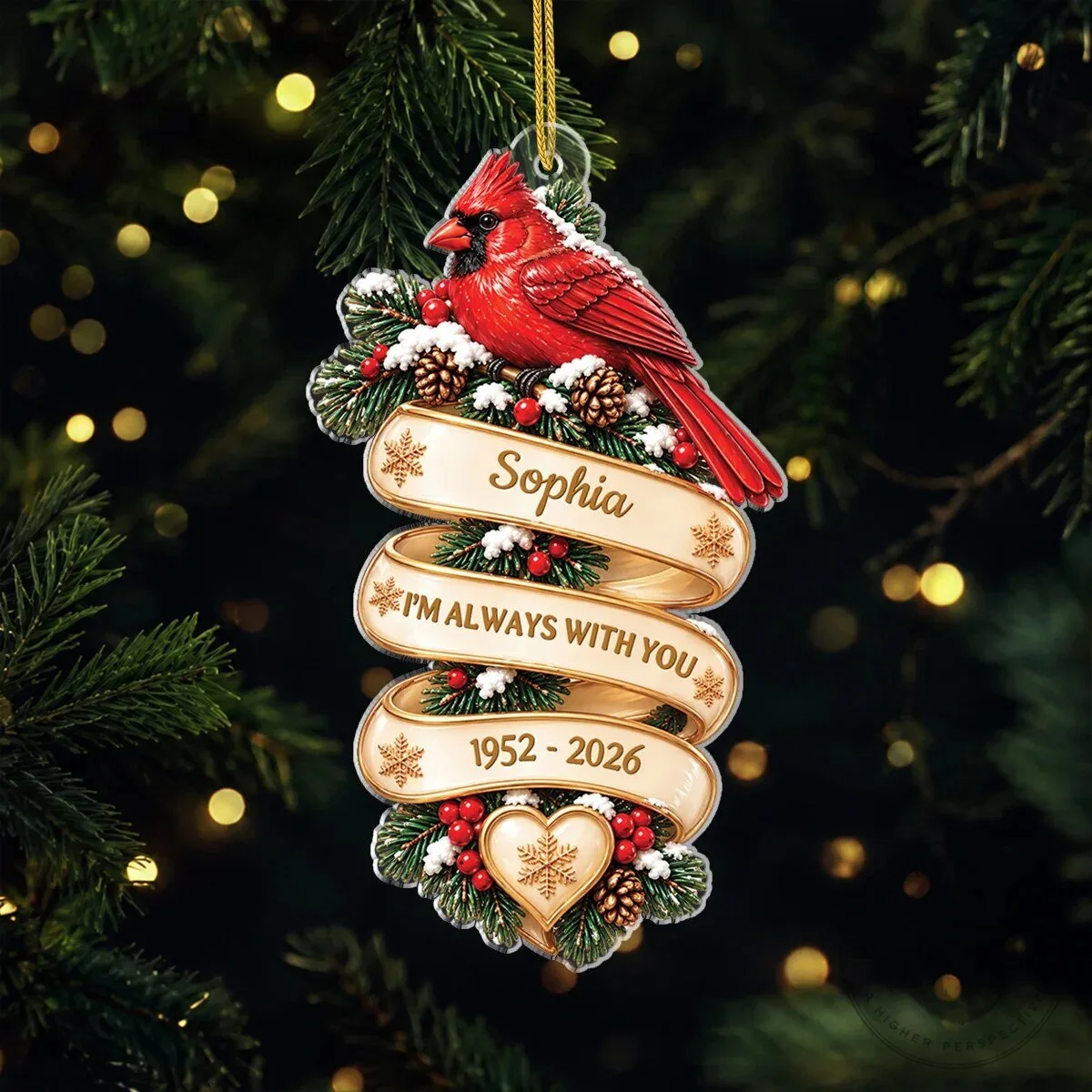 Personalized Cardinal Memorial Christmas Ornament - Always With You Remembrance Gift