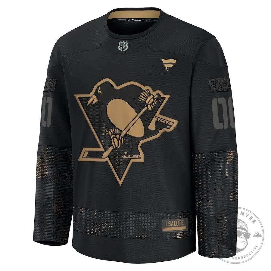 Pittsburgh Penguins Military Appreciation Black and Gold Hockey Practice Jersey