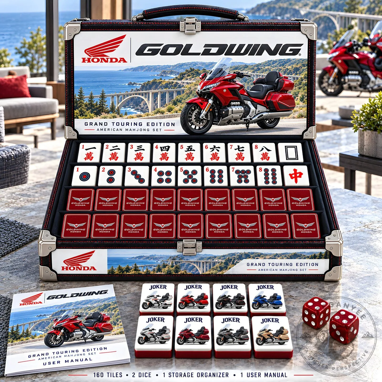 Honda Goldwing Grand Touring Edition American Mahjong Set with Storage Case