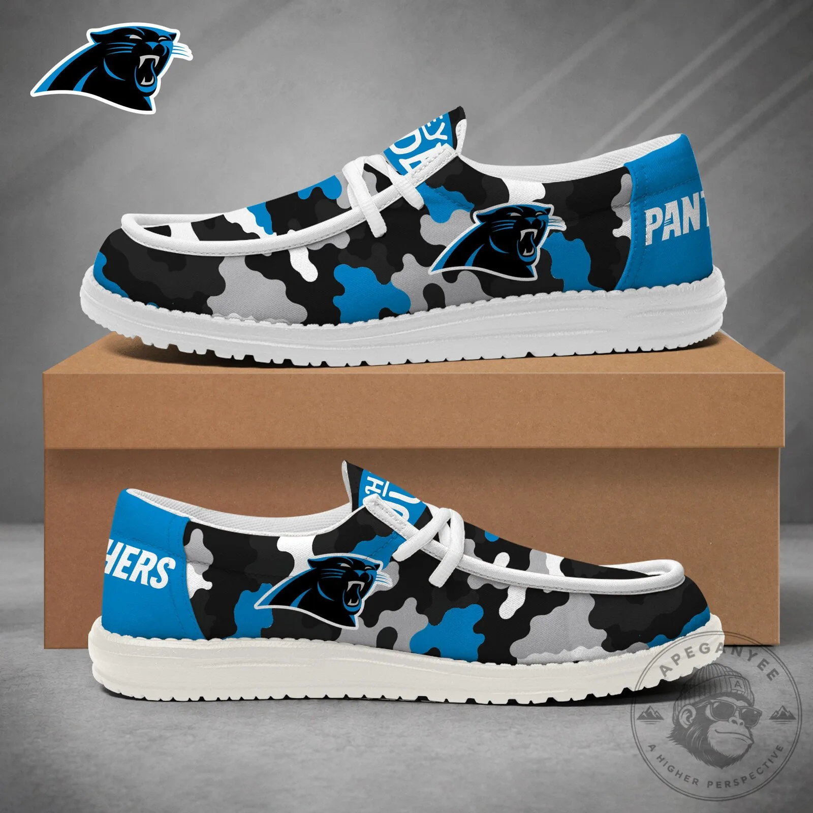 Carolina Panthers NFL Game Day Camouflage Loafer Shoes for Men and Women