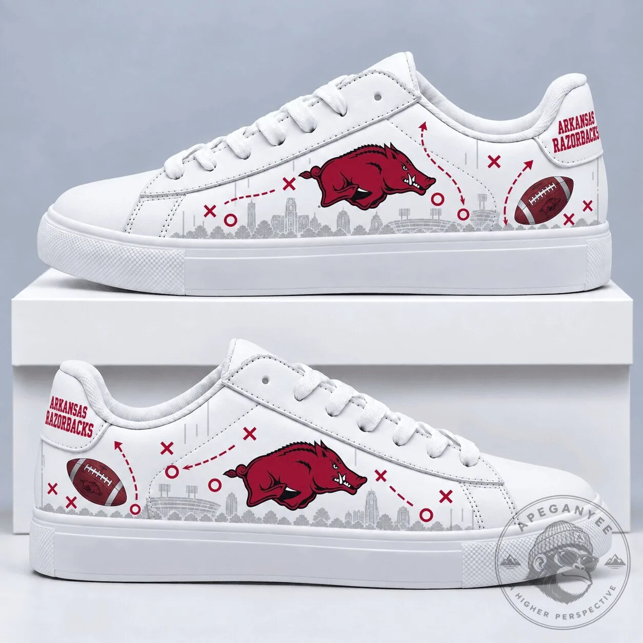 Arkansas Razorbacks Football Team White Low Top Sneakers