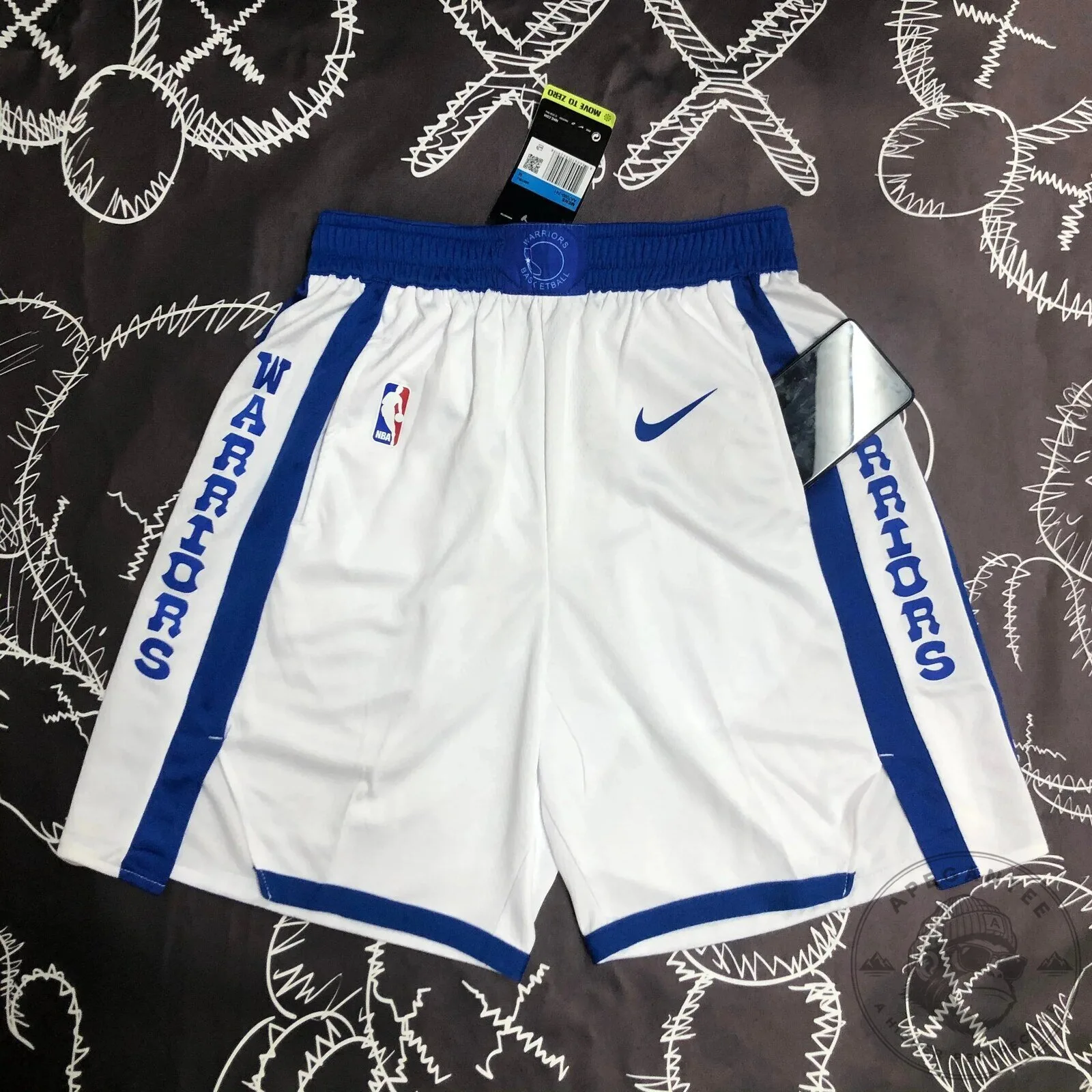 Golden State Warriors NBA Basketball Team White and Blue Athletic Shorts