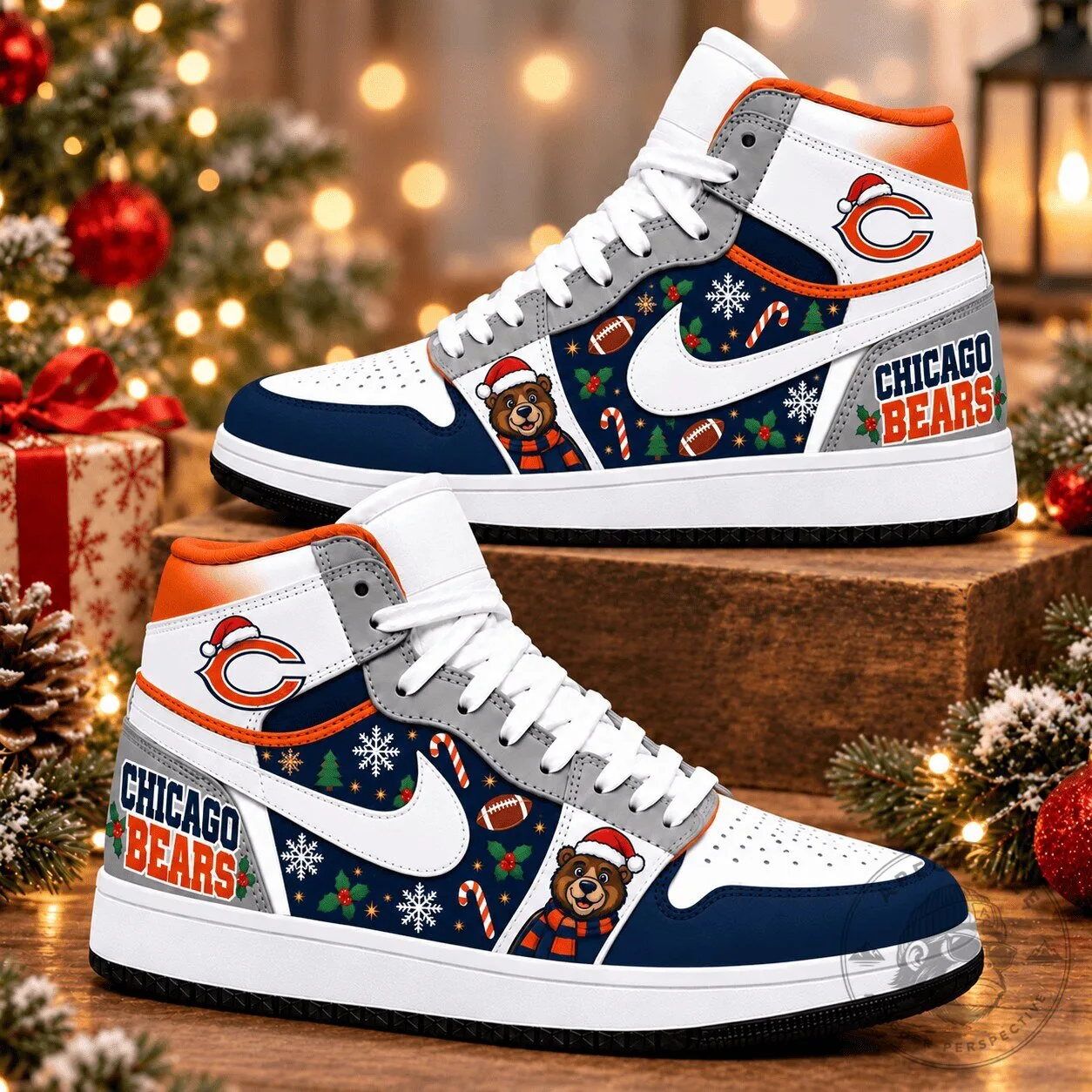 Chicago Bears Christmas Holiday Air Jordan 1 High-Top Shoes