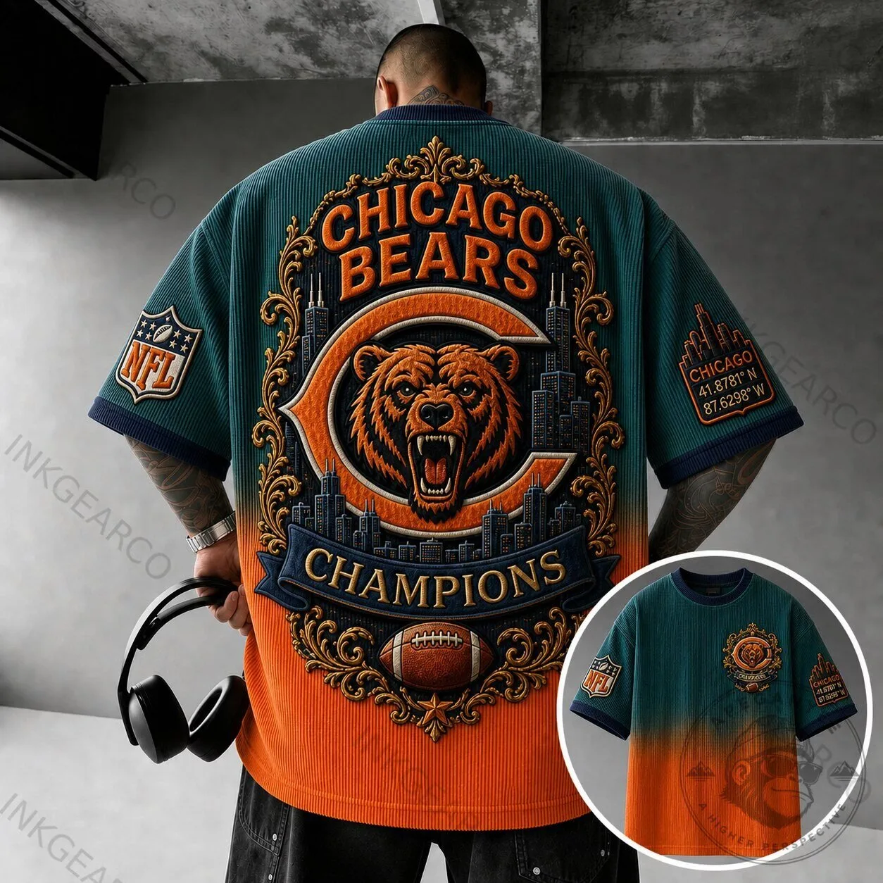 Chicago Bears NFL Football Champions Graphic Print T-Shirt 1 Chicago Bears NFL Football Champions Graphic Print T-Shirt