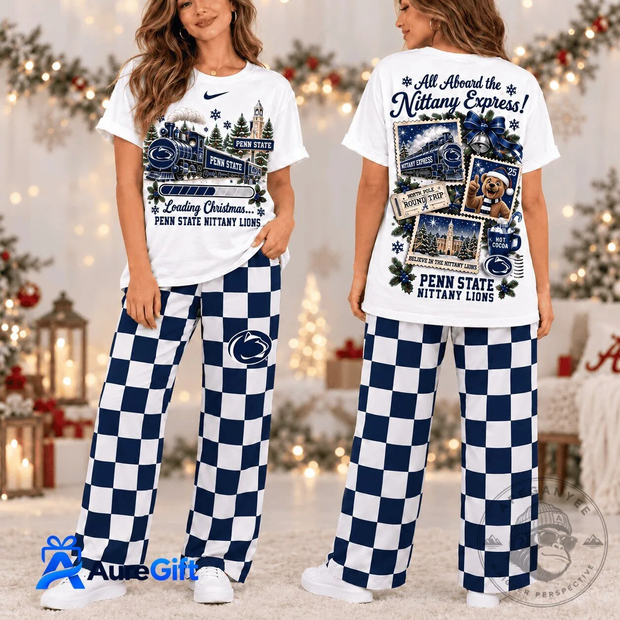 Penn State Nittany Lions Christmas Train Pajamas Set