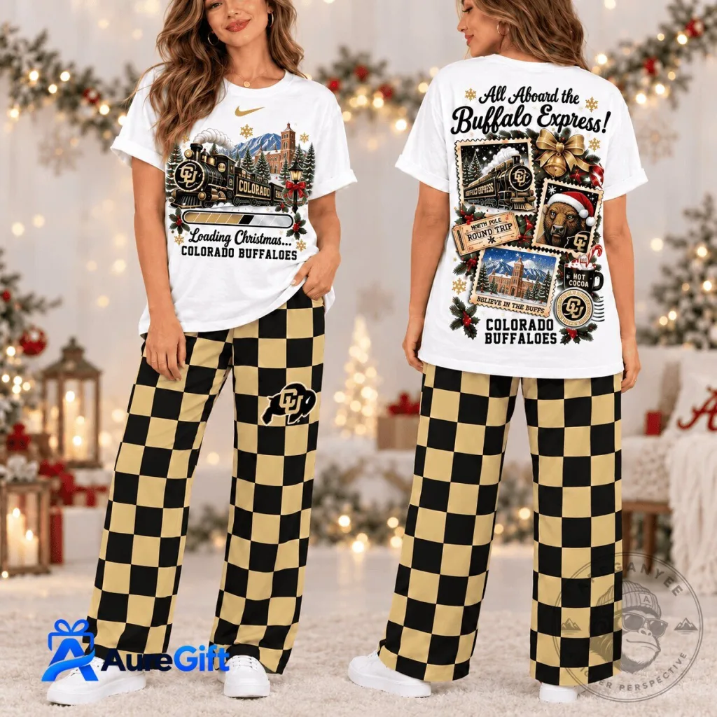 Colorado Buffaloes Christmas Pajamas Set with Buffalo Express Design 51 Colorado Buffaloes Christmas Pajamas Set with Buffalo Express Design