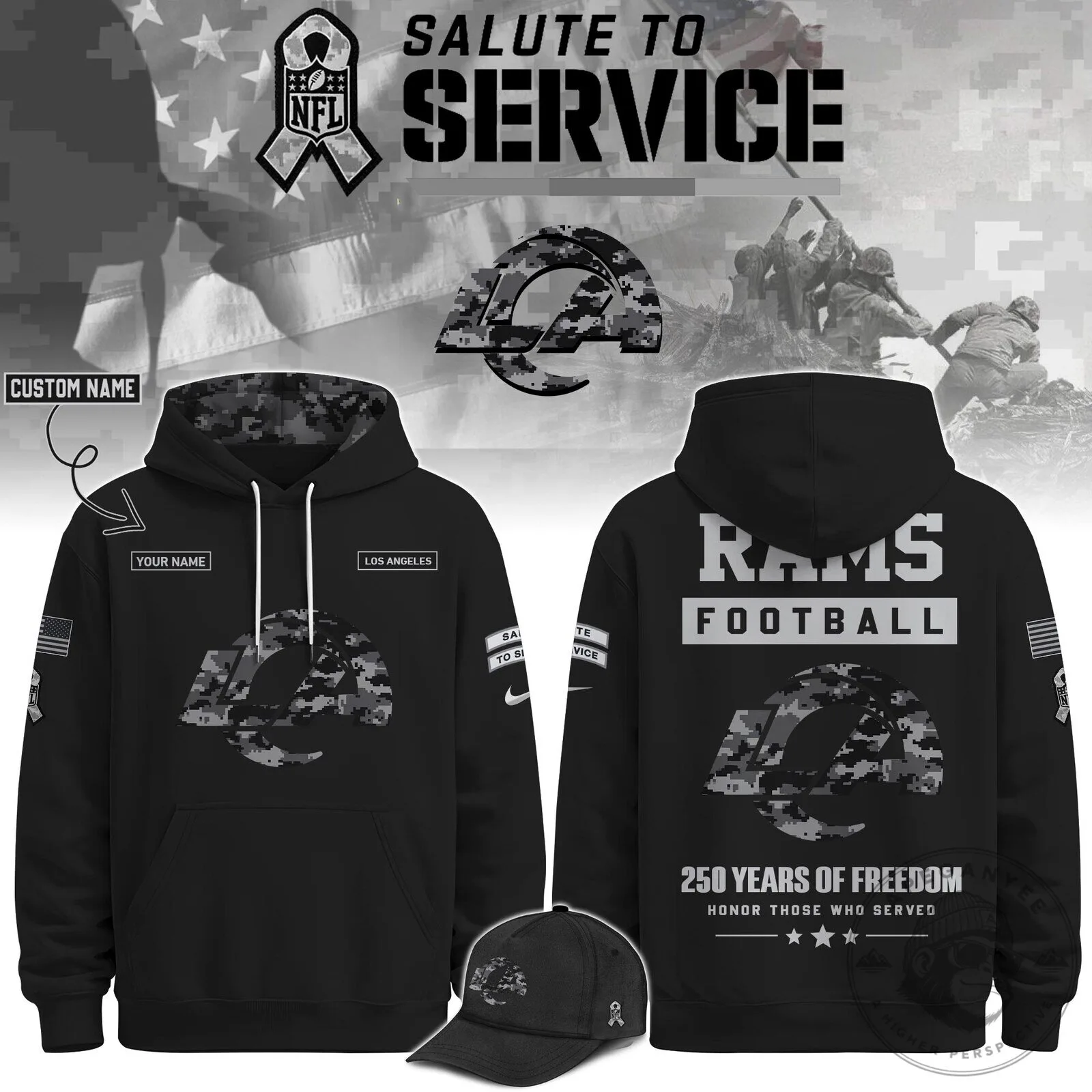 Los Angeles Rams Salute To Service NFL Football Team Hoodie